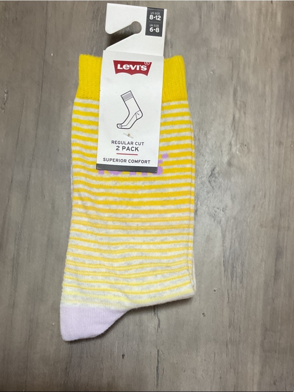 Levi's Yellow and White Striped Regular Cut Socks - 2 Pack